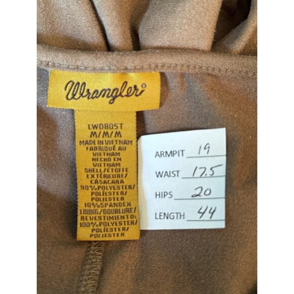 Wrangler Womens Suede Tiered Midi Dress Size Medium 3/4 Sleeve Brown Neutral - Picture 2 of 7